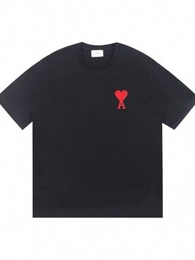 AMI Heart Logo Cotton T Shirt Relaxed Fit Unisex